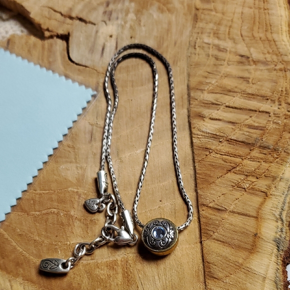Brighton Jewelry - Brighton Necklace Celestial Blue Crystal Reversable Pendant Silverplate Retired